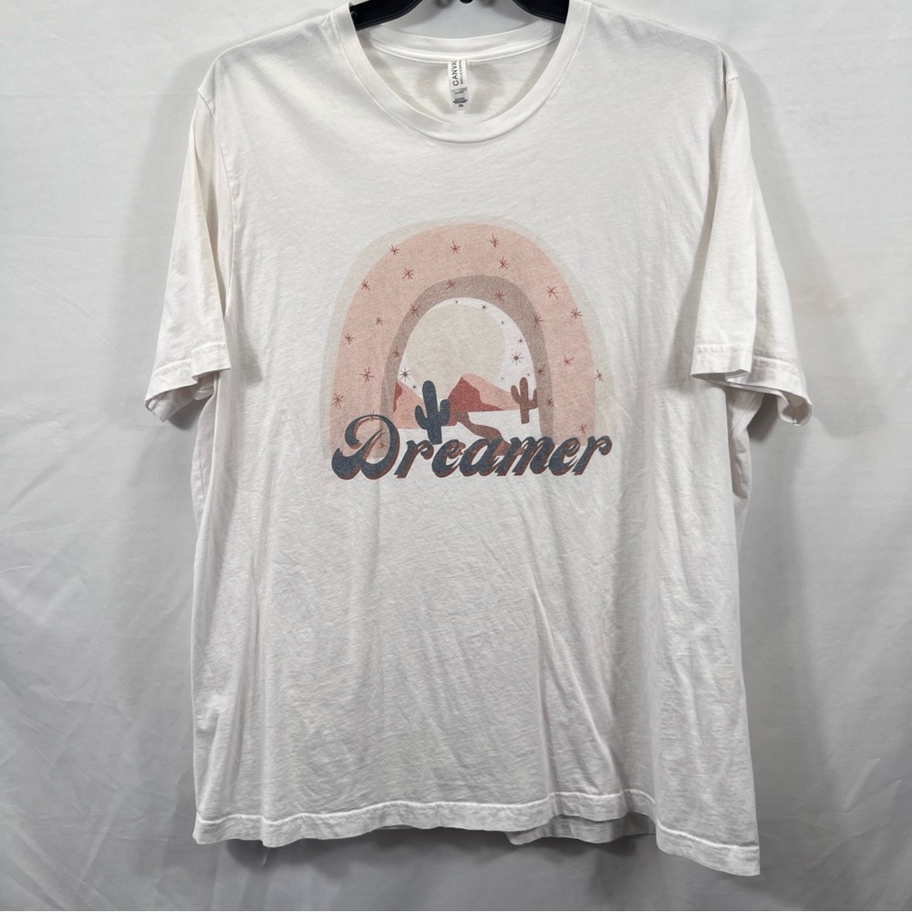Womens Bella Canvas White "Dreamer" Graphic Short Sleeve Plus Size Tee 0894
